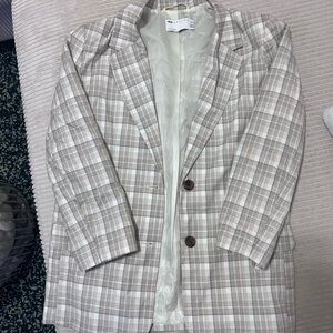 Asos Petite Plaid Blazer with Button Closure